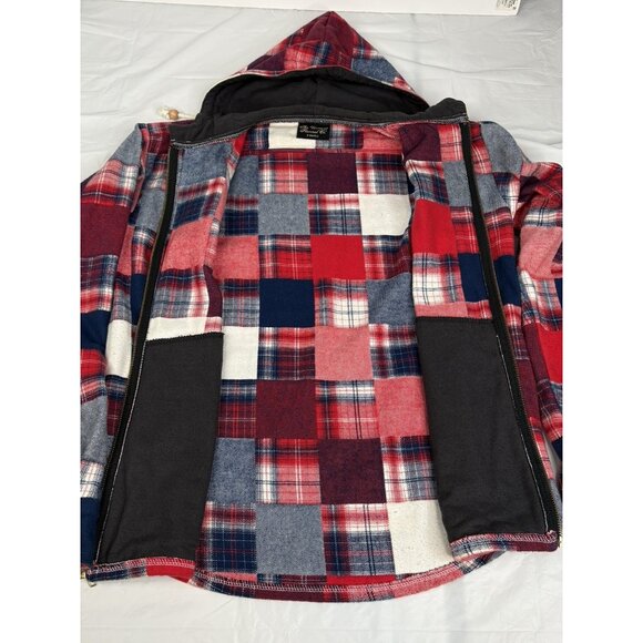Vermont Flannel Co Hooded Men's XS Cottage Cozy Patchwork Plaid Full Zip Jacket - Picture 7 of 16